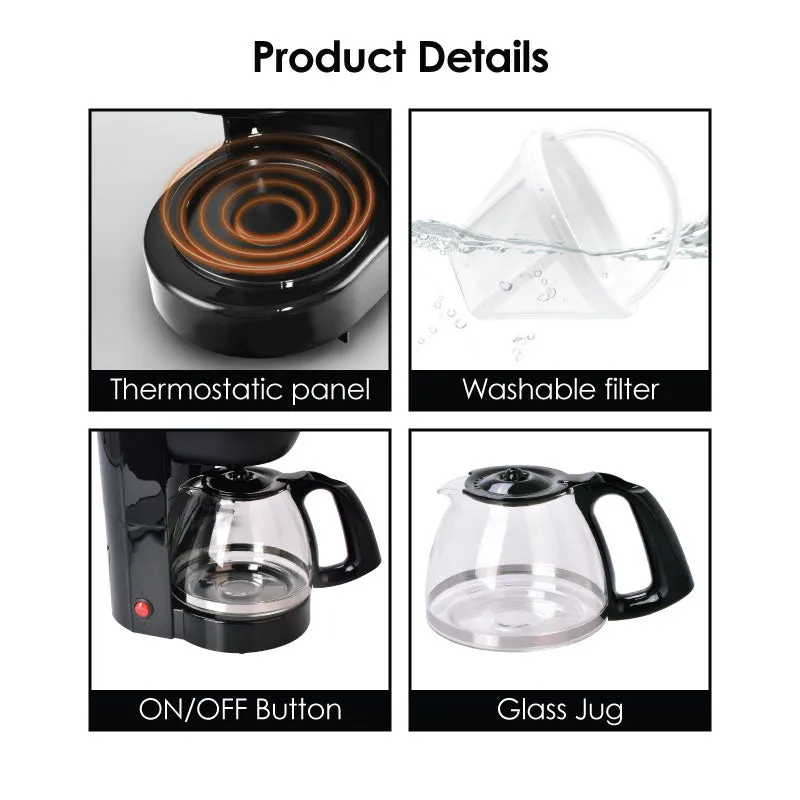 1.25L Coffee Maker with Drip Style Coffee Machine (PPCM302)