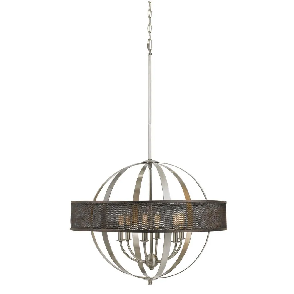 22" Inch Tall Steel Chandelier in Brushed Steel Finish