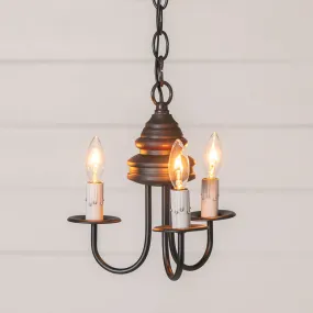 3-Arm Bellview Wood Chandelier in Rustic Black