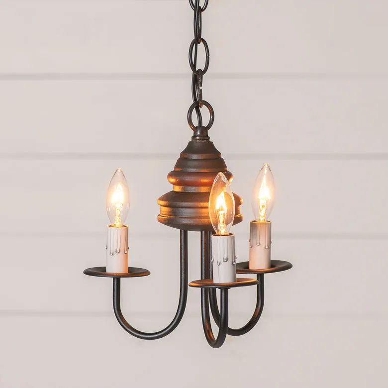 3-Arm Bellview Wood Chandelier in Rustic Black