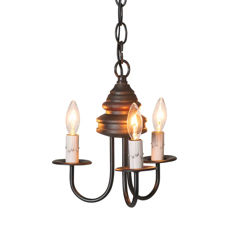 3-Arm Bellview Wood Chandelier in Rustic Black