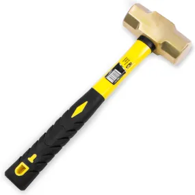 3lbs Forged Steel Solid Brass Sledge Hammer Non Sparking Fiberglass Soft Handle