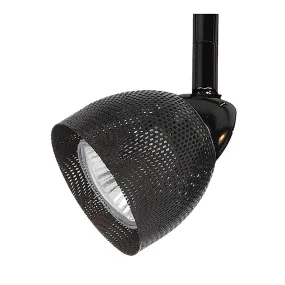 4 87" Tall Serpentine Track Head with Shade in Black with Mesh Black Glass