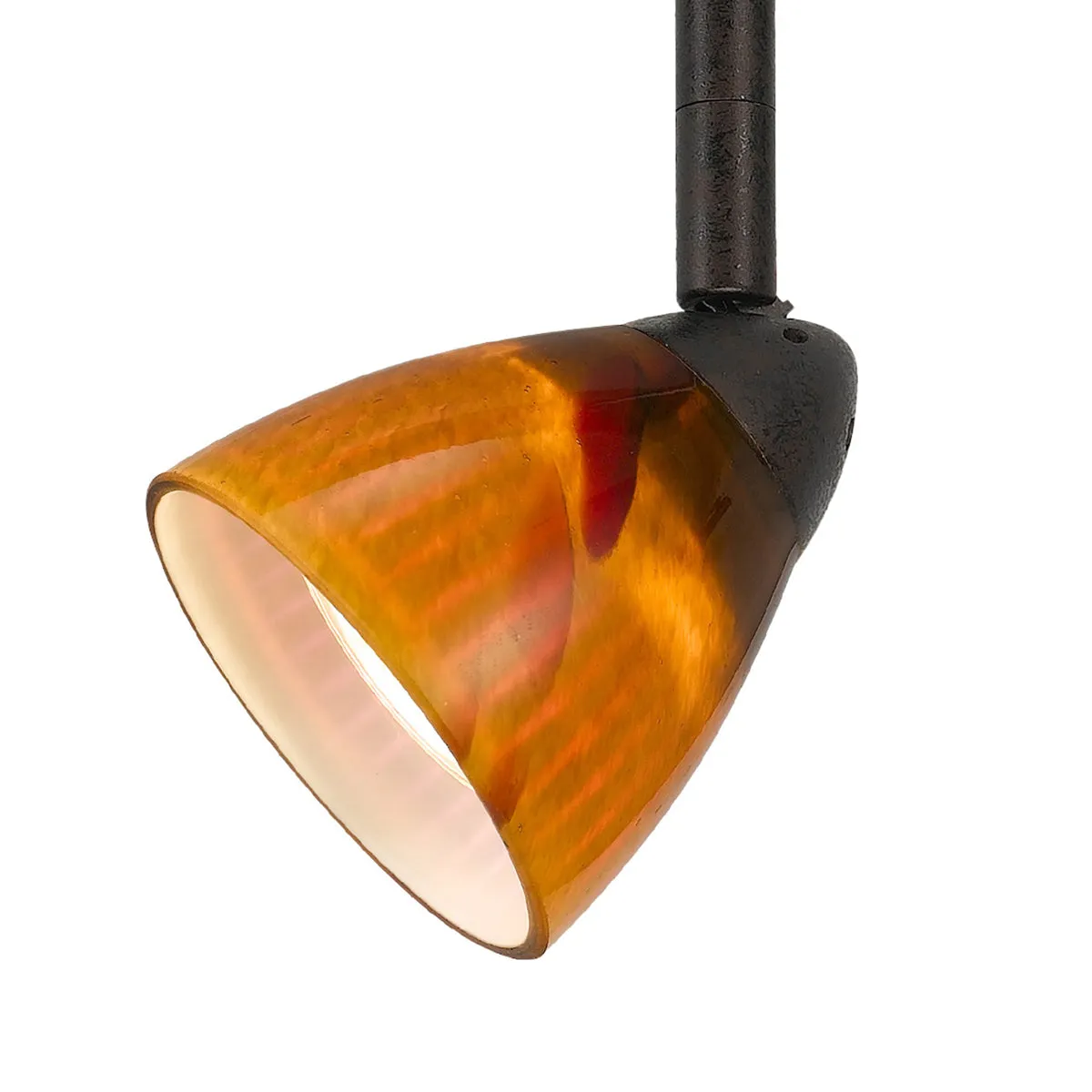 4 87" Tall Serpentine Track Head with Shade in Rust with Amber Spot Glass