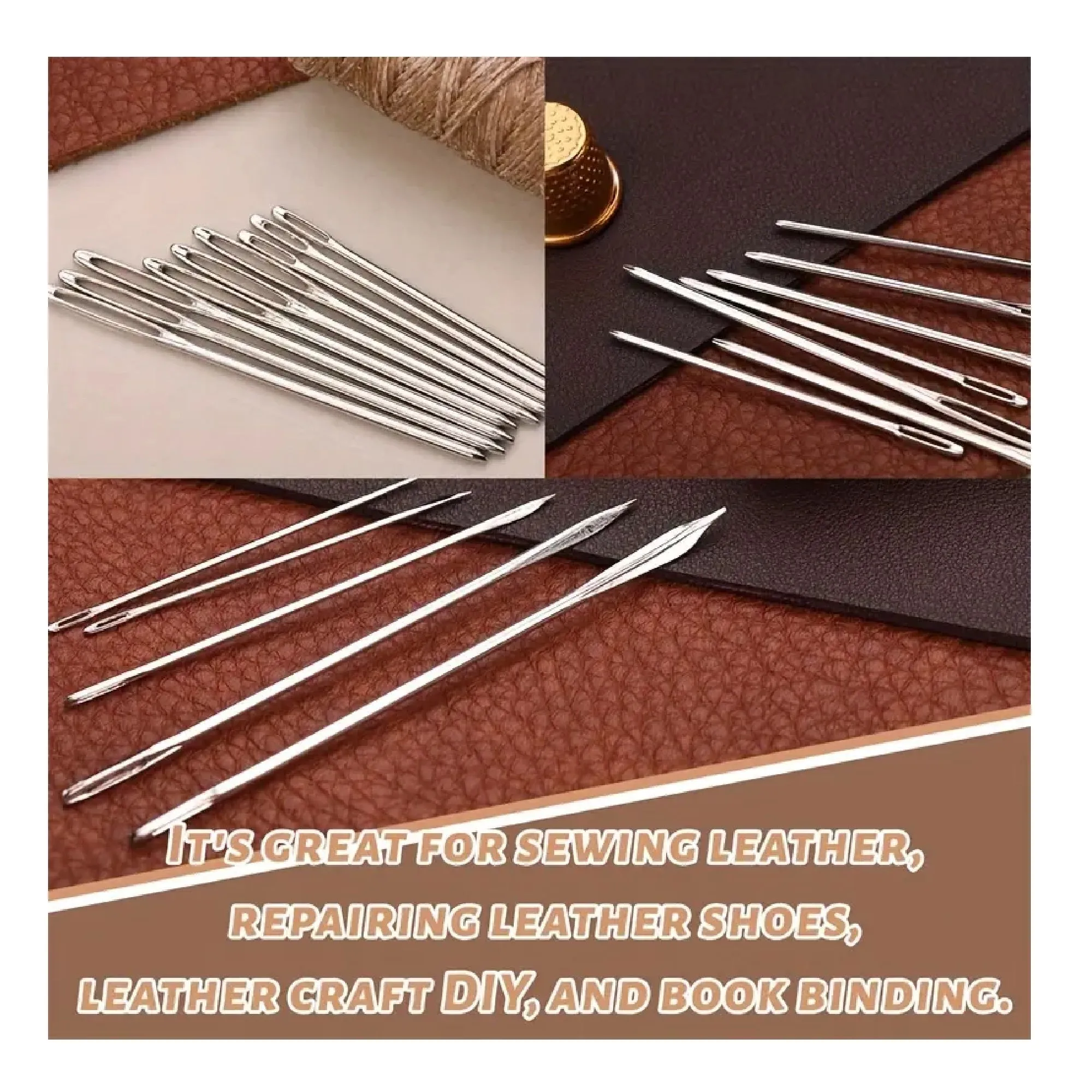 4pcs Leather Working Kit With Waxed Thread, Sewing Awl, Leather Repair Sewing Kit Leather Stitching Kit, Leather Sewing Needles, Leather Upholstery Repair Kit For Adult Leather Craft DIY