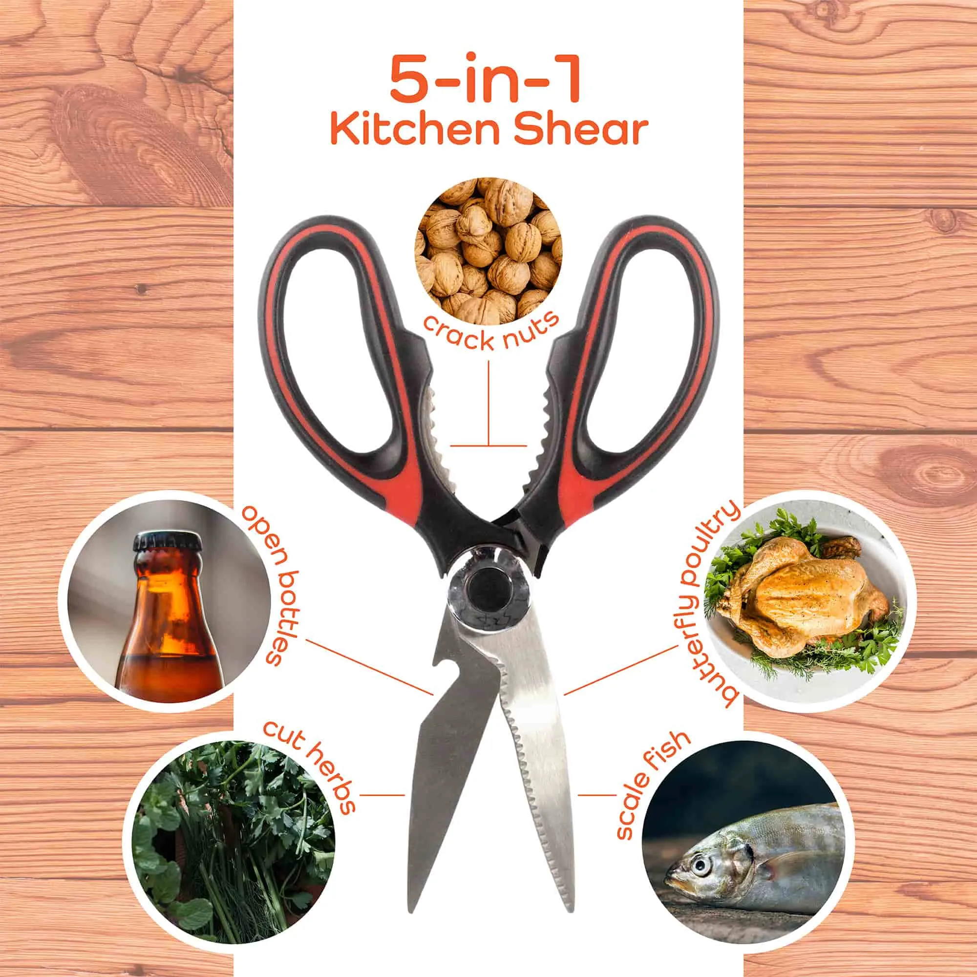 5-in-1 Kitchen Shears Set with Food Peeler