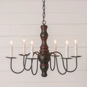 6-Arm Gettysburg Wood Chandelier in Rustic Black