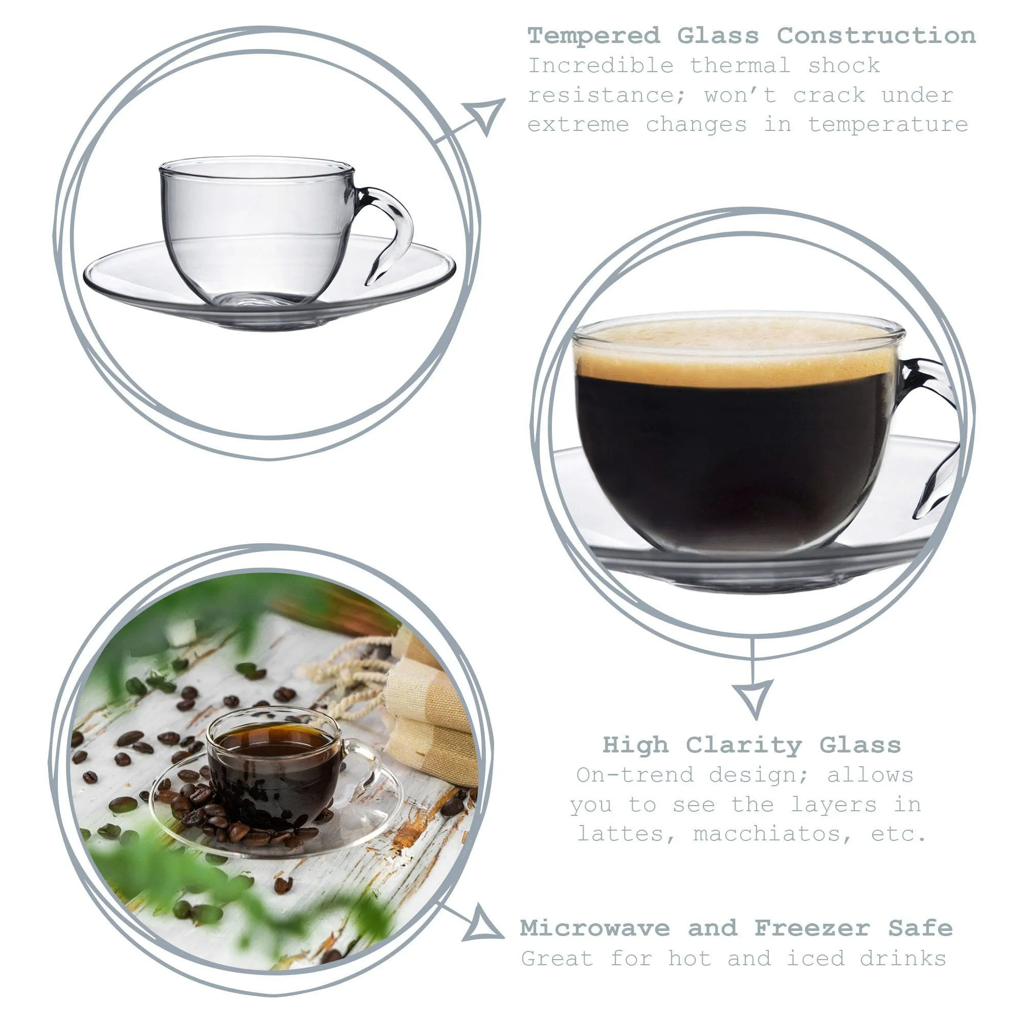 60ml Minimus Glass Espresso Cup & Saucer Set - By Argon Tableware