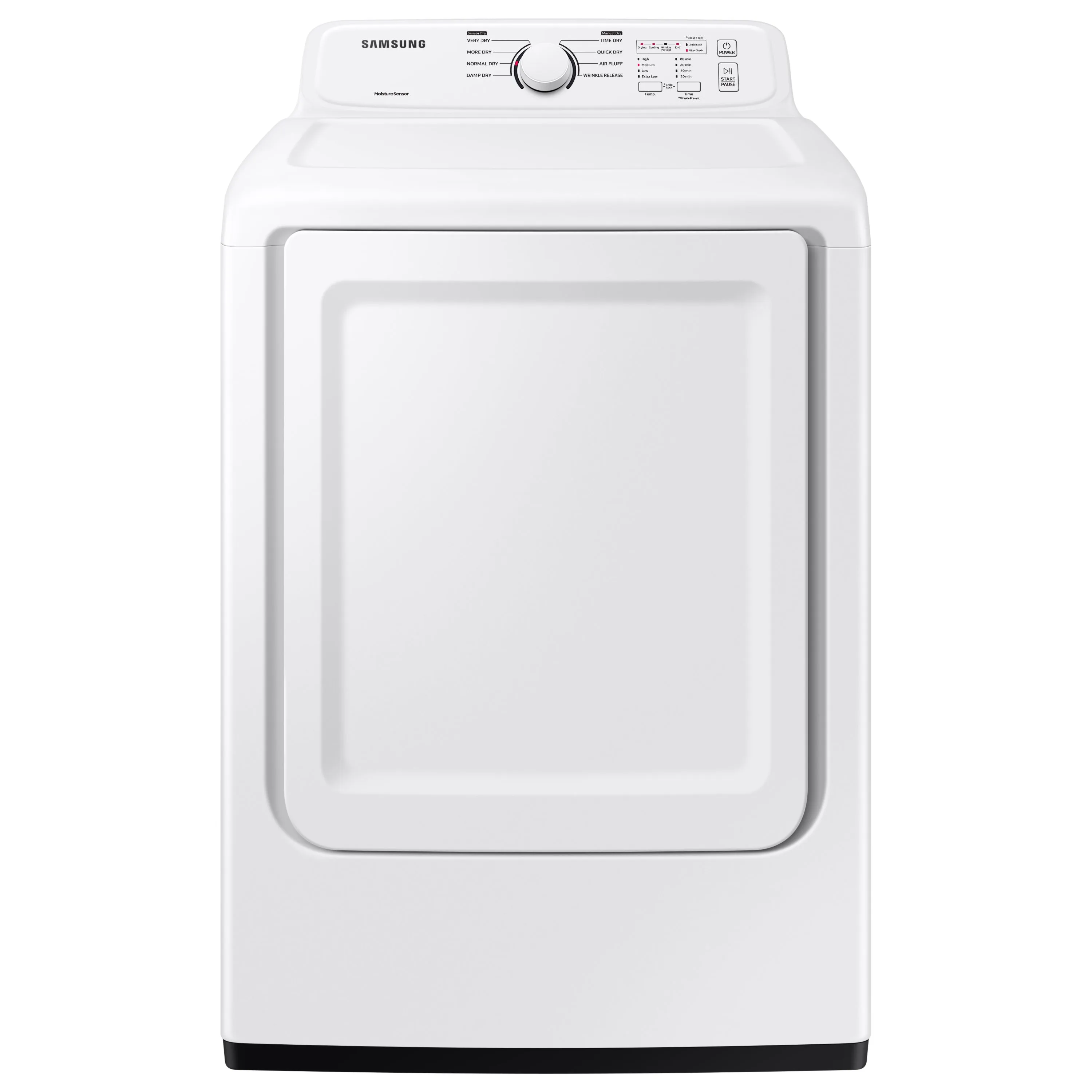 7.2 cu. ft. Electric Dryer with Sensor Dry and 8 Drying Cycles in White - (DVE41A3000W)