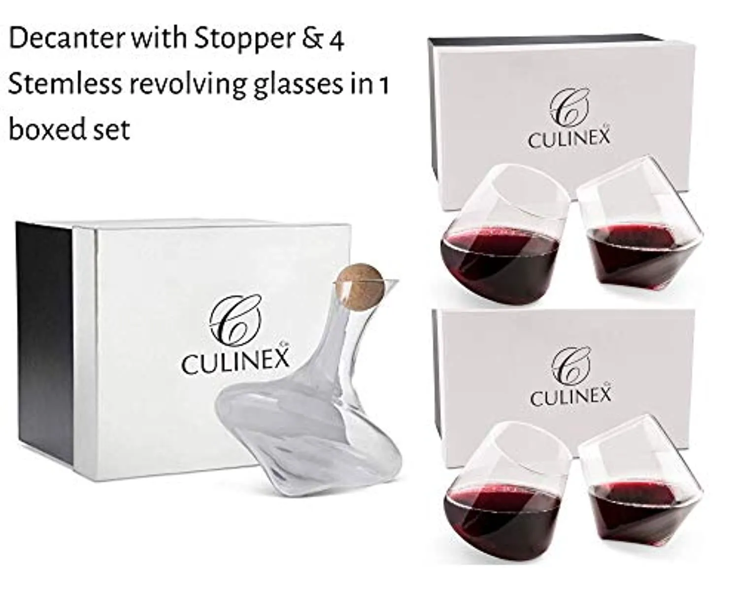 A Wine Decanter Carafe 4 wine glass set