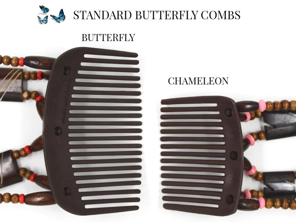 African Butterfly Chameleon Hair Comb - Dalena Clear 04