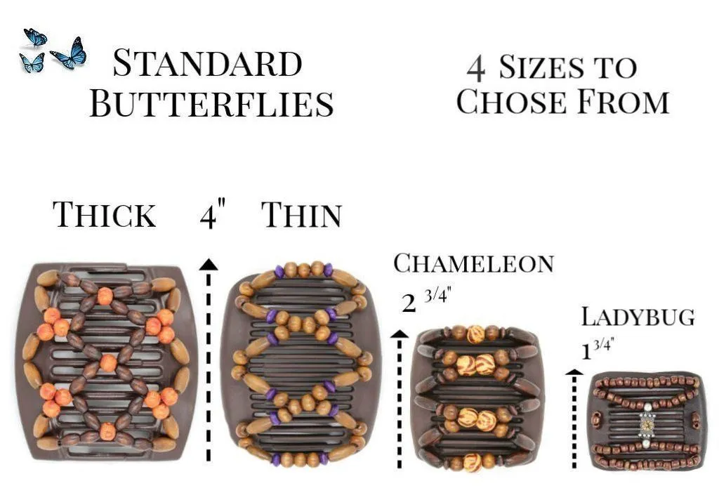 African Butterfly Chameleon Hair Comb - Stones & Bones Black 30