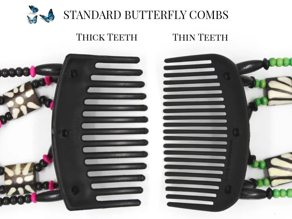 African Butterfly Thick Hair Comb - Beada Brown 184