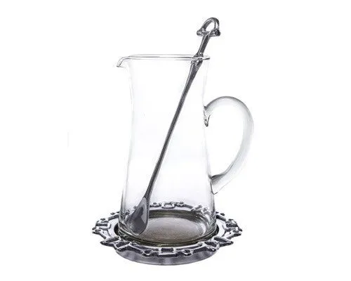 Arthur Court Equestrian Glass Pitcher Beverage Set