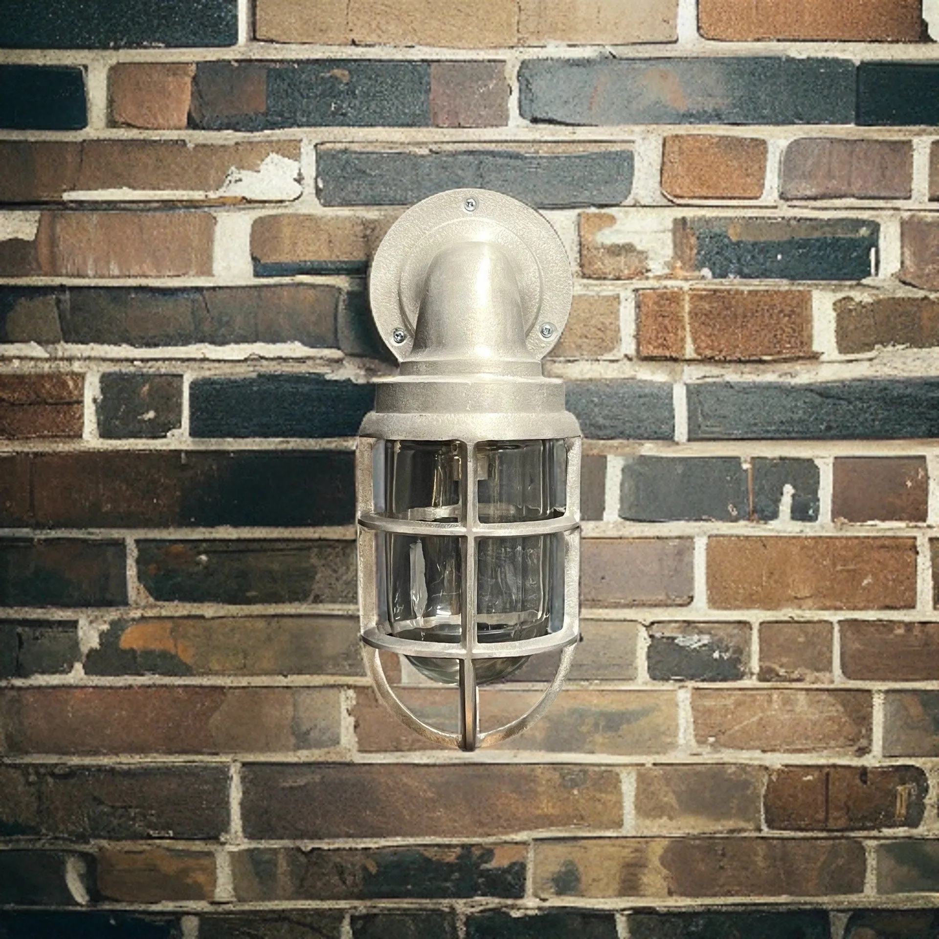 Beachamwell ~ Bulkhead Outdoor & Bathroom Sconce Wall Light | Raw Cast Pewter | 10.5 Inch