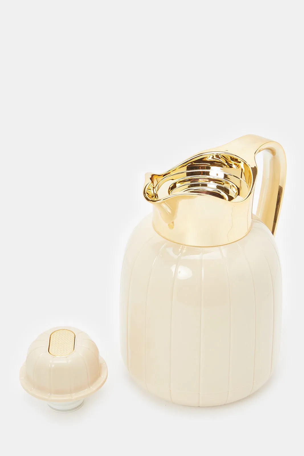 Beige Vacuum Flask With a Lid