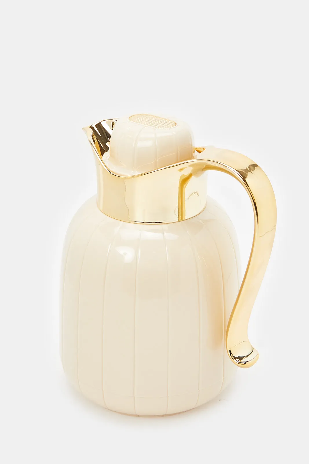 Beige Vacuum Flask With a Lid