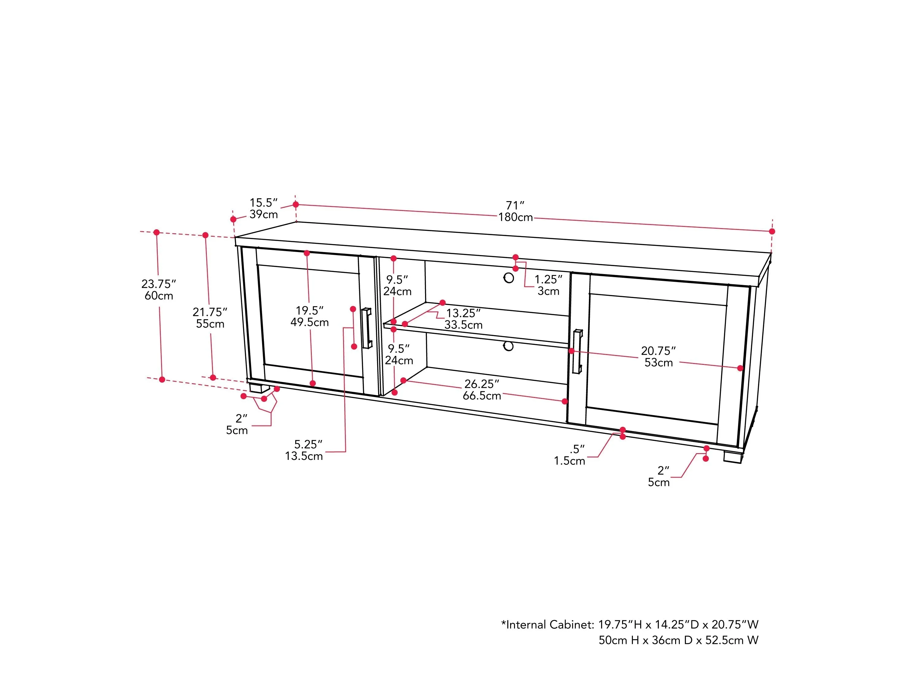 Black TV Stand with Doors, TVs up to 85"