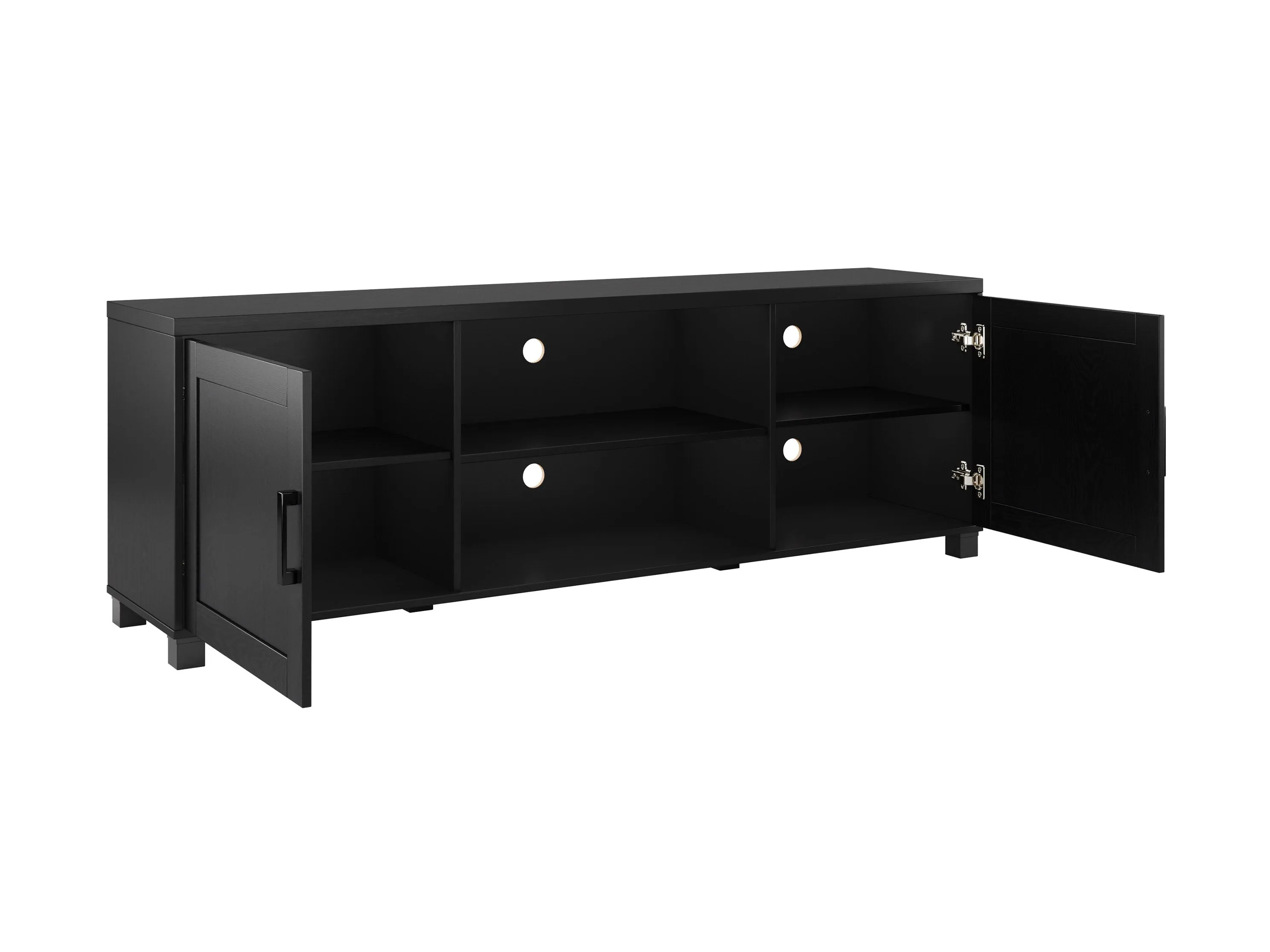 Black TV Stand with Doors, TVs up to 85"