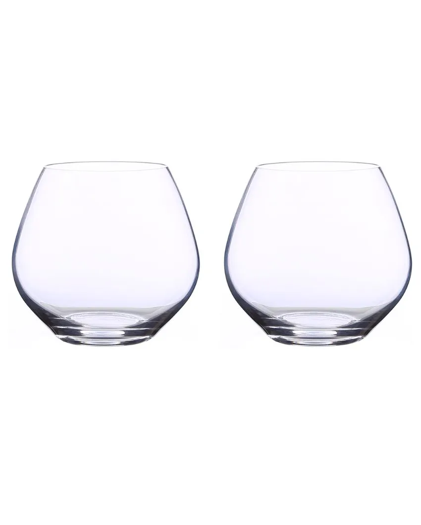 Bohemia Amoroso Stemless Clear Crystal Wine Glasses Lead Free Drinkware | 4 x 4 inches | 440ml