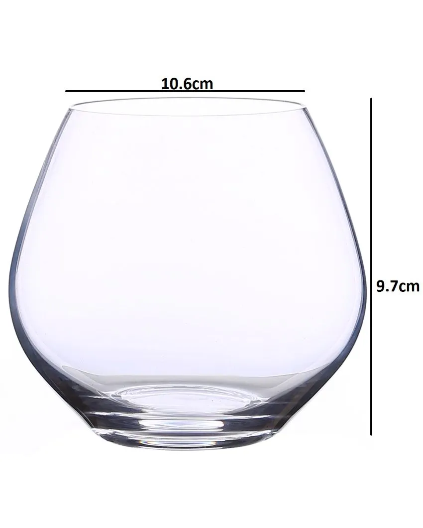 Bohemia Amoroso Stemless Clear Crystal Wine Glasses Lead Free Drinkware | 4 x 4 inches | 440ml