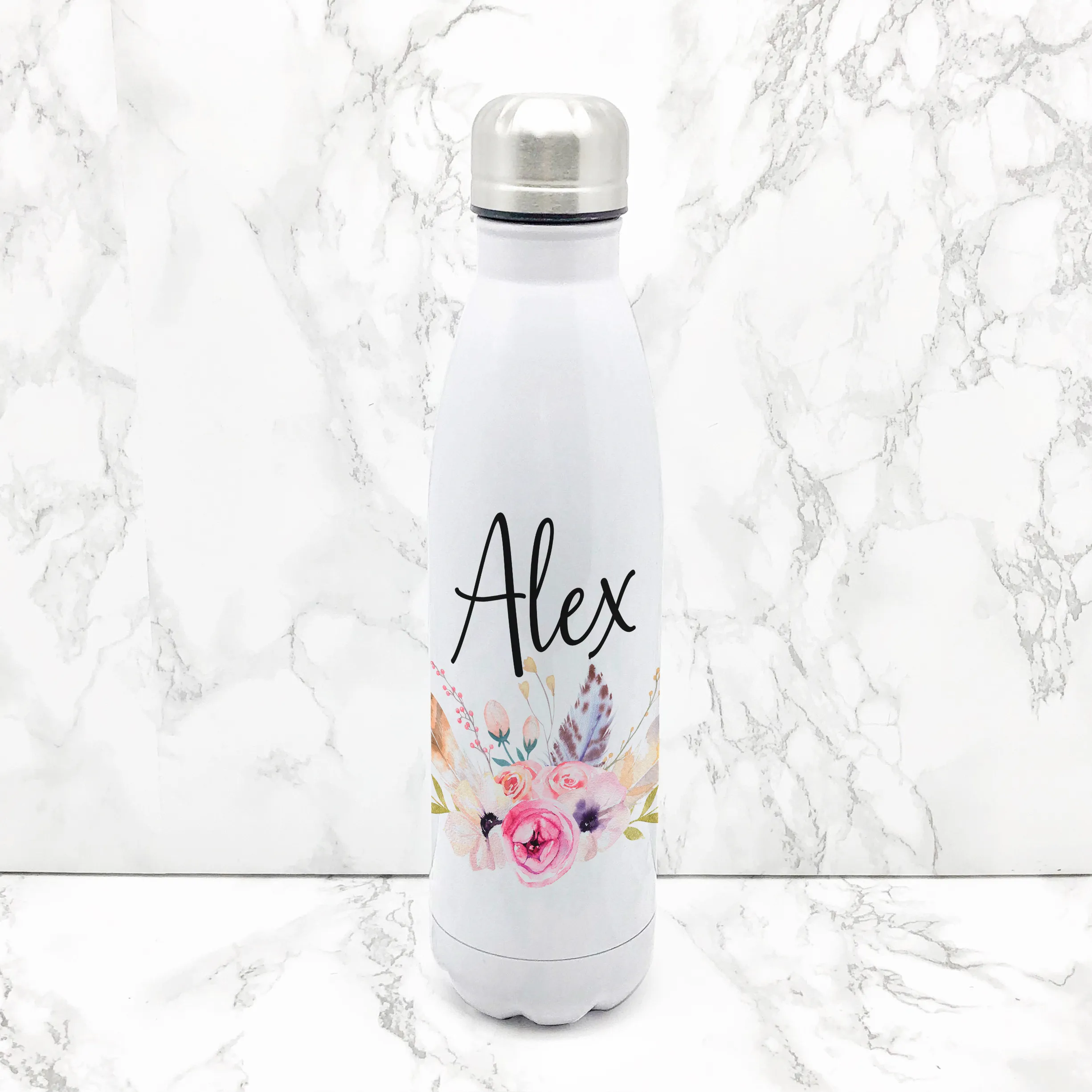 Boho Floral Personalised Travel Flask