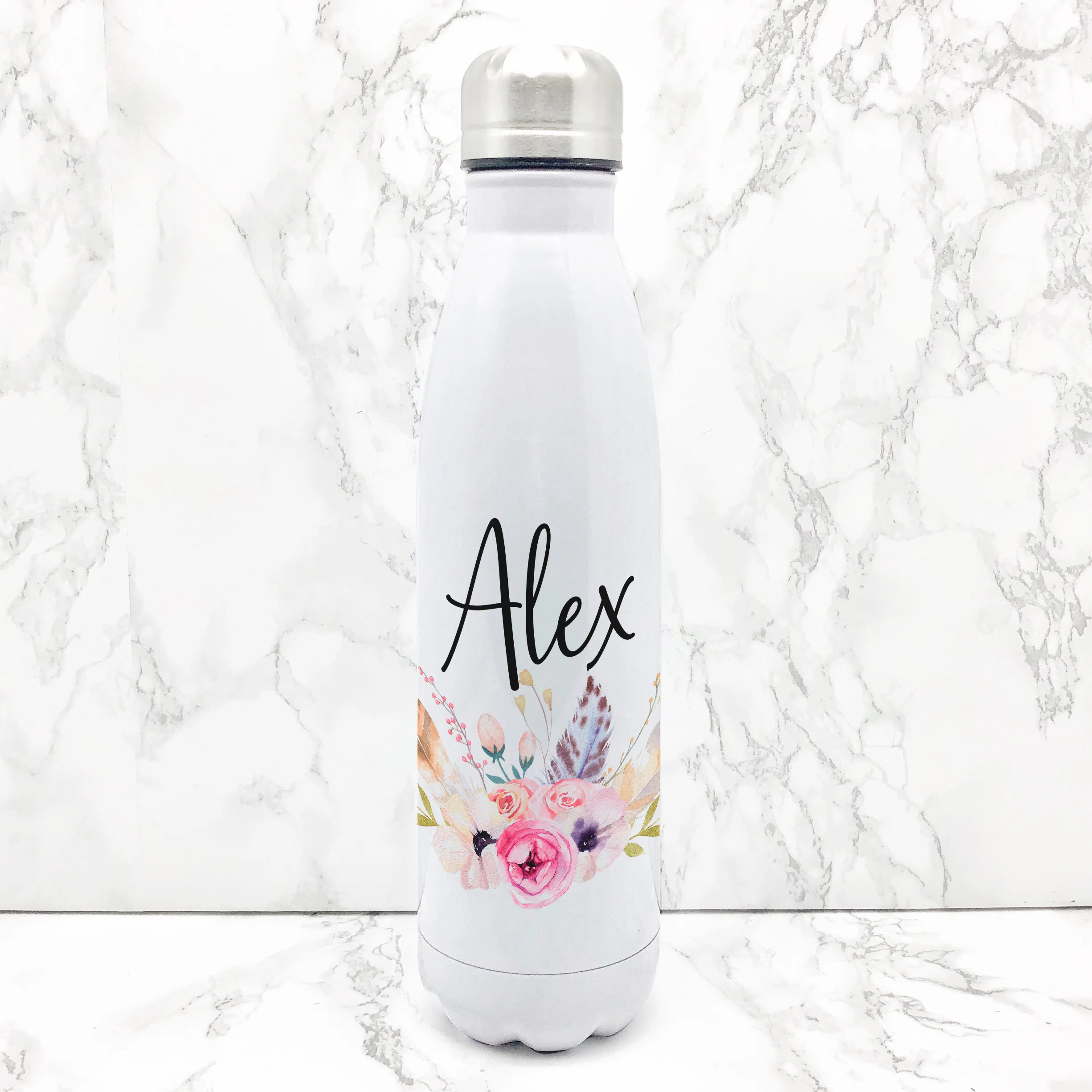 Boho Floral Personalised Travel Flask