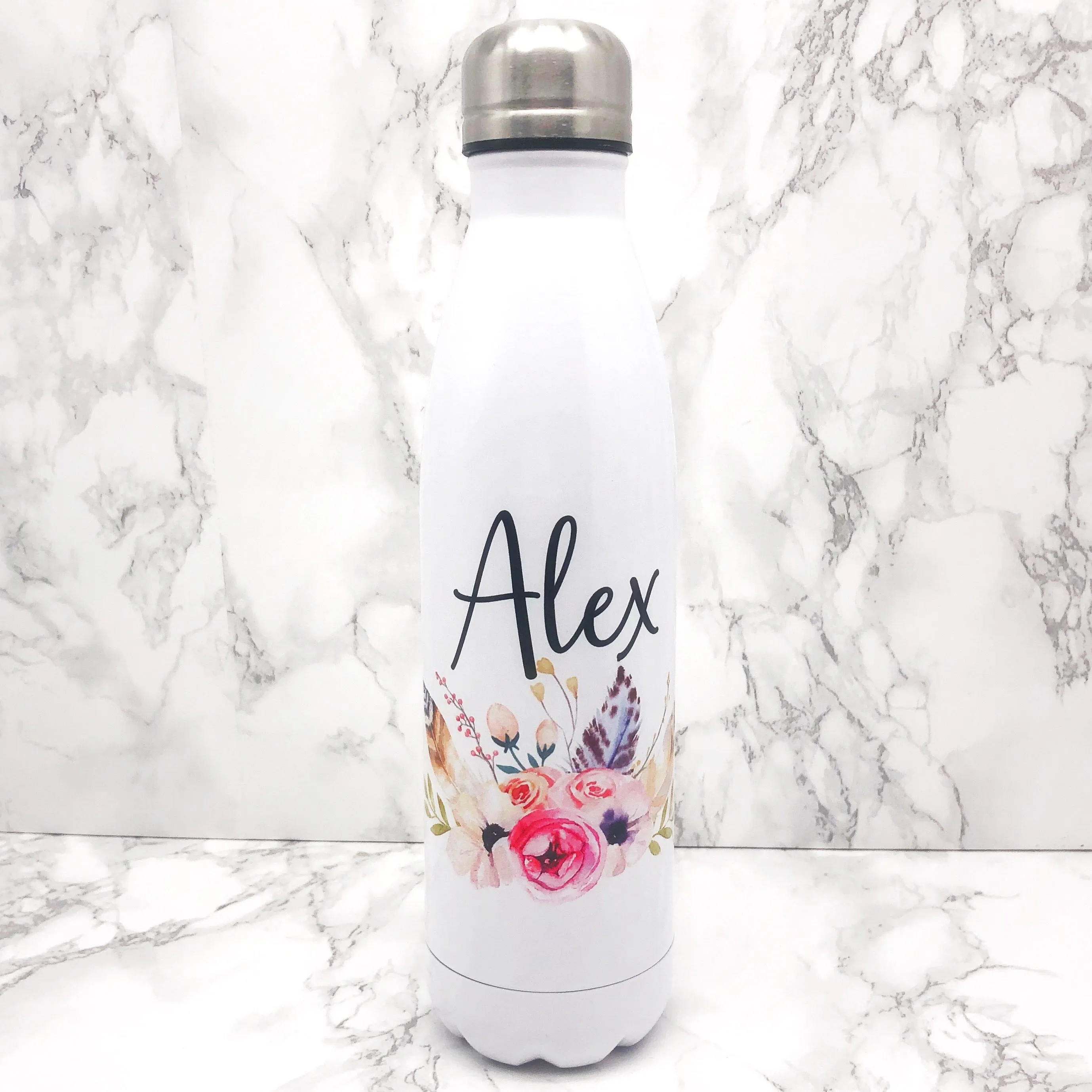 Boho Floral Personalised Travel Flask