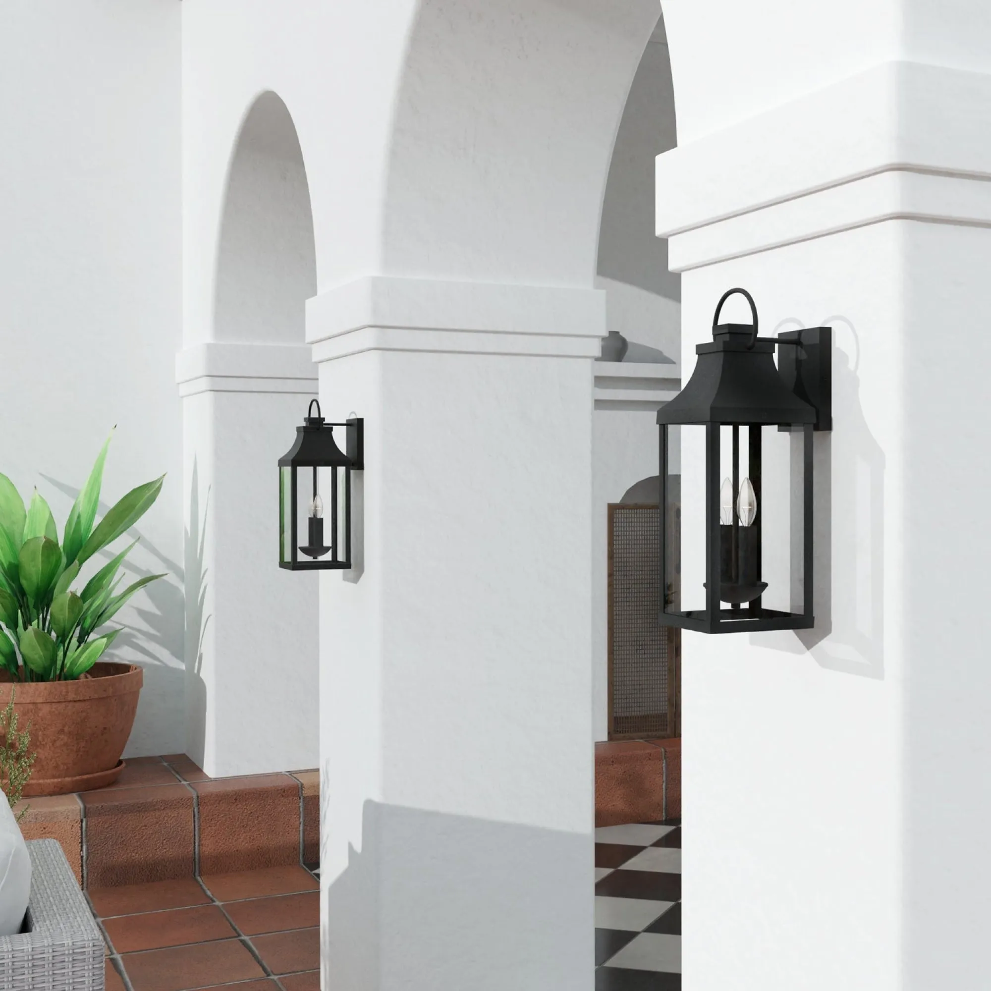 Bradford Coastal Outdoor Wall Lantern - 20.75" Black