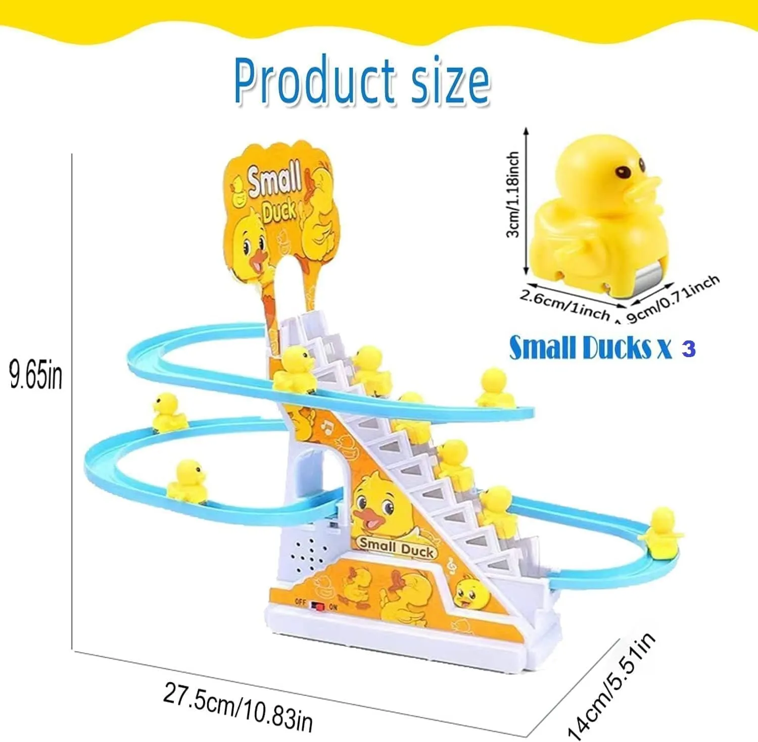 Brand Conquer Duck Slide Toy Set, Funny Automatic Stair-Climbing Ducklings Cartoon Race Track Set Little Lovely Duck Slide Toy Escalator Toy with Lights and Music (Duck Track Set)