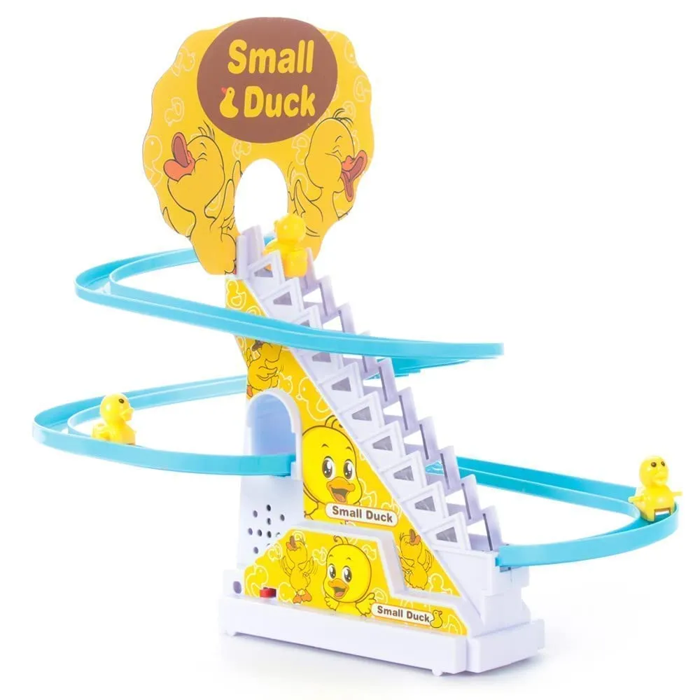 Brand Conquer Duck Slide Toy Set, Funny Automatic Stair-Climbing Ducklings Cartoon Race Track Set Little Lovely Duck Slide Toy Escalator Toy with Lights and Music (Duck Track Set)