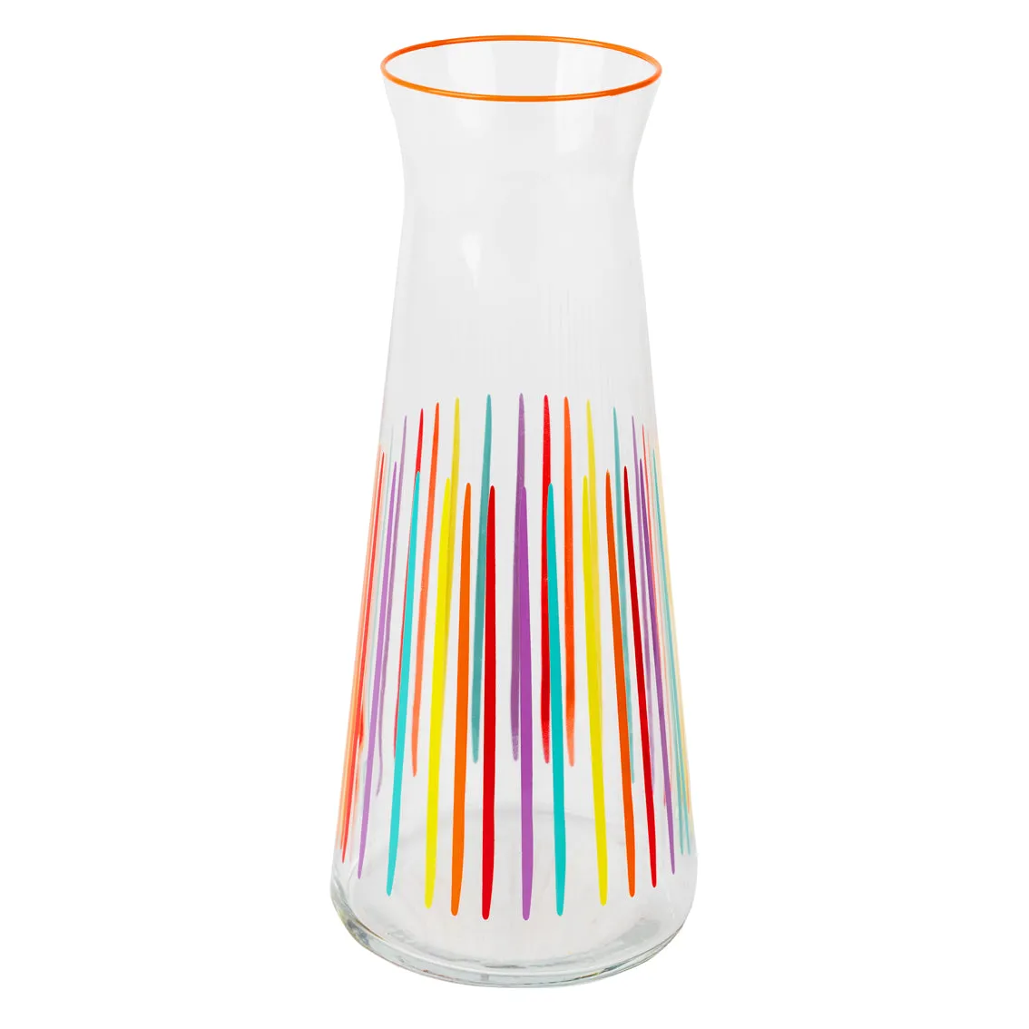 Bright Multi-Coloured Striped Glass Carafe - 25cm