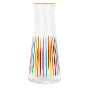 Bright Multi-Coloured Striped Glass Carafe - 25cm