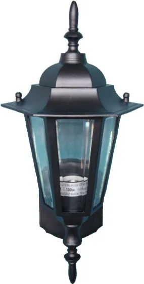 Builder Cast 1-Light Outdoor Wall Mount in Black with Clear Glass