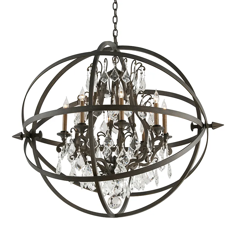 BYRON 8 LIGHT CHANDELIER, VINTAGE BRONZE