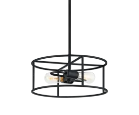 Candid Rusty Black Open Framework 2 Light Round Chandelier