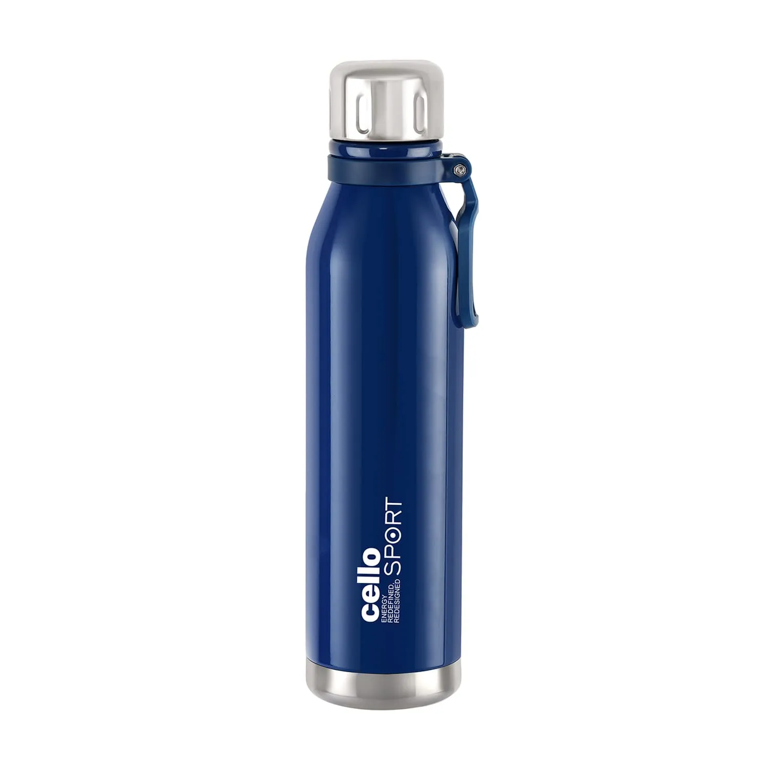 Cello Bentley Stainless Steel Flask, 600ml, Blue | 24 Hours Hot and Cold Thermoflask | Leak Proof & Screw Top Lid | Ideal for Office, Gym, Home, Kitchen, Hiking, Trekking, Travel Bottle