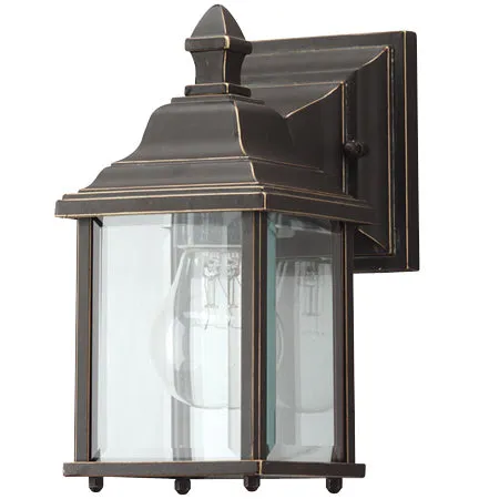 Charleston Outdoor 1-Light Wall Sconce in Antique Bronze with Beveled Glass