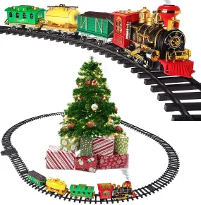 Christmas Train Set - Christmas Tree Train Set Around The Tree With Real Smoke