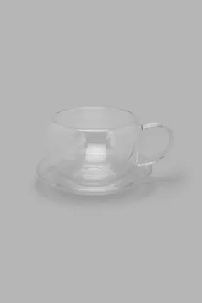 Clear Double Wall Cup And Saucer