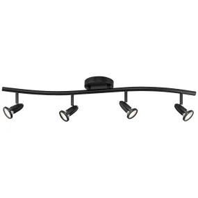 Cobra 4 Light Adjustable LED Track Light Fixture, Black