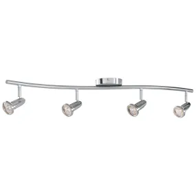 Cobra 4 Light Adjustable Track Light Fixture, Brushed Steel