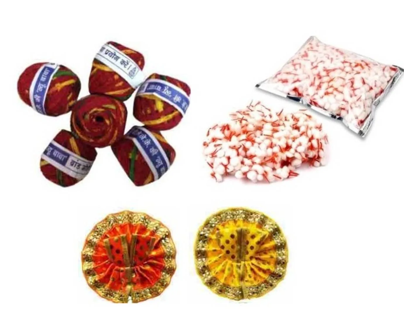 Combo of pooja mouli thread and cotton wick and laddogopal poshak pack of 7