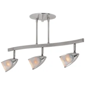 Comet 3 Light Adjustable Track Light Fixture, Brushed Steel