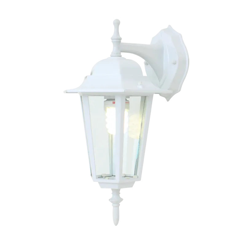 Crown White 6 Panel Down-Facing Outdoor Lantern