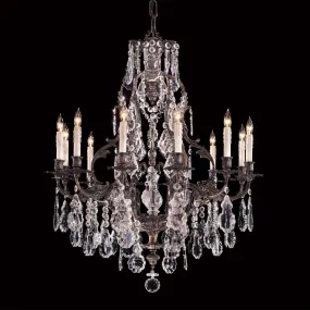 Crystal 33 in. 12 lights Chandelier Brass finish