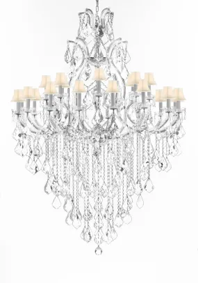 Crystal Chandelier Lighting Chandeliers H65" XW46" Great for the Foyer, Entry Way, Living Room, Family Room and More w/White Shades - A83-B12/WHITESHADES/CS/52/2MT/24 1