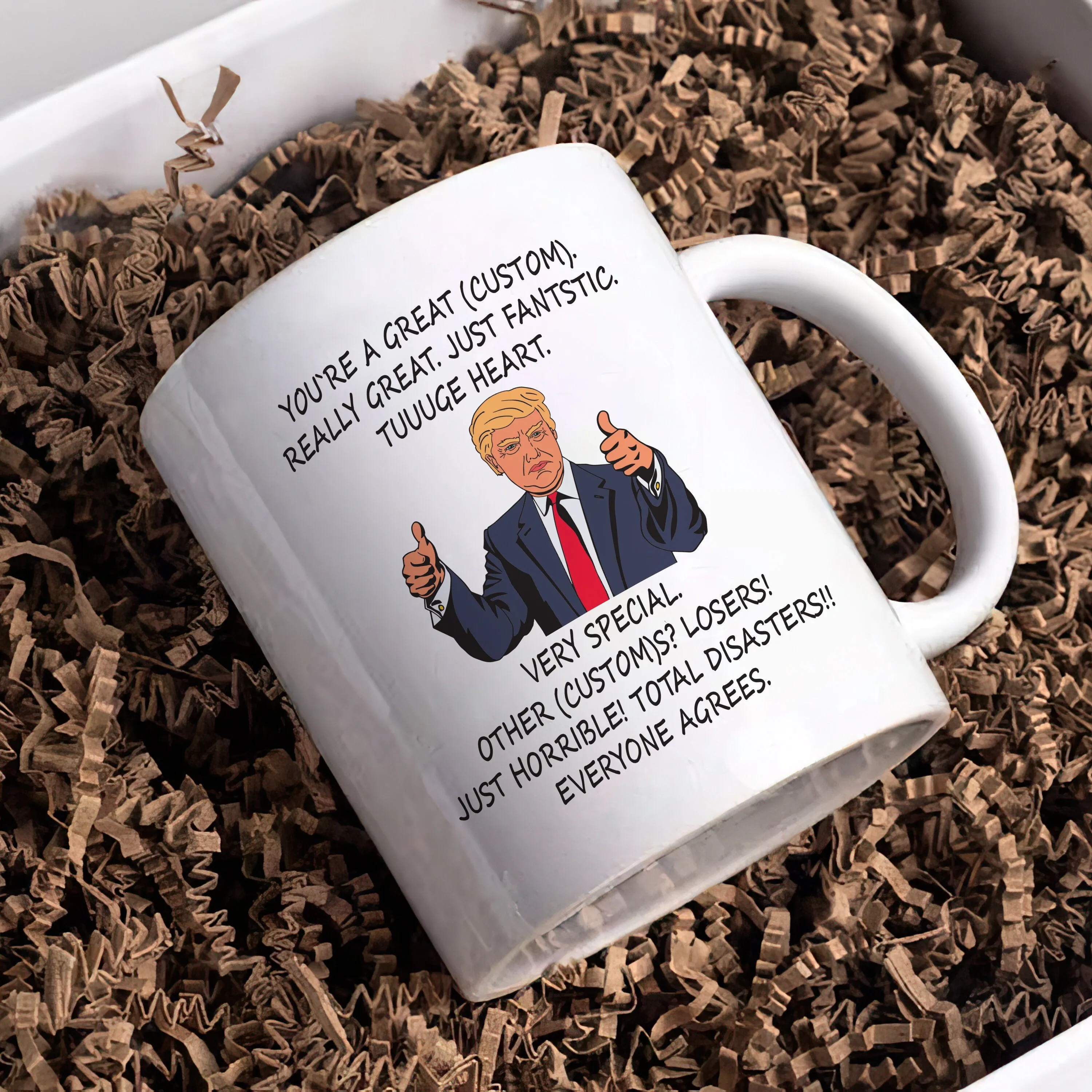 Customizable Funny Trump Coffee Mug - Laugh Every Morning with Funny Presidential Themed Gag Mug, Ideal Gift for Friends, Family & Coworkers