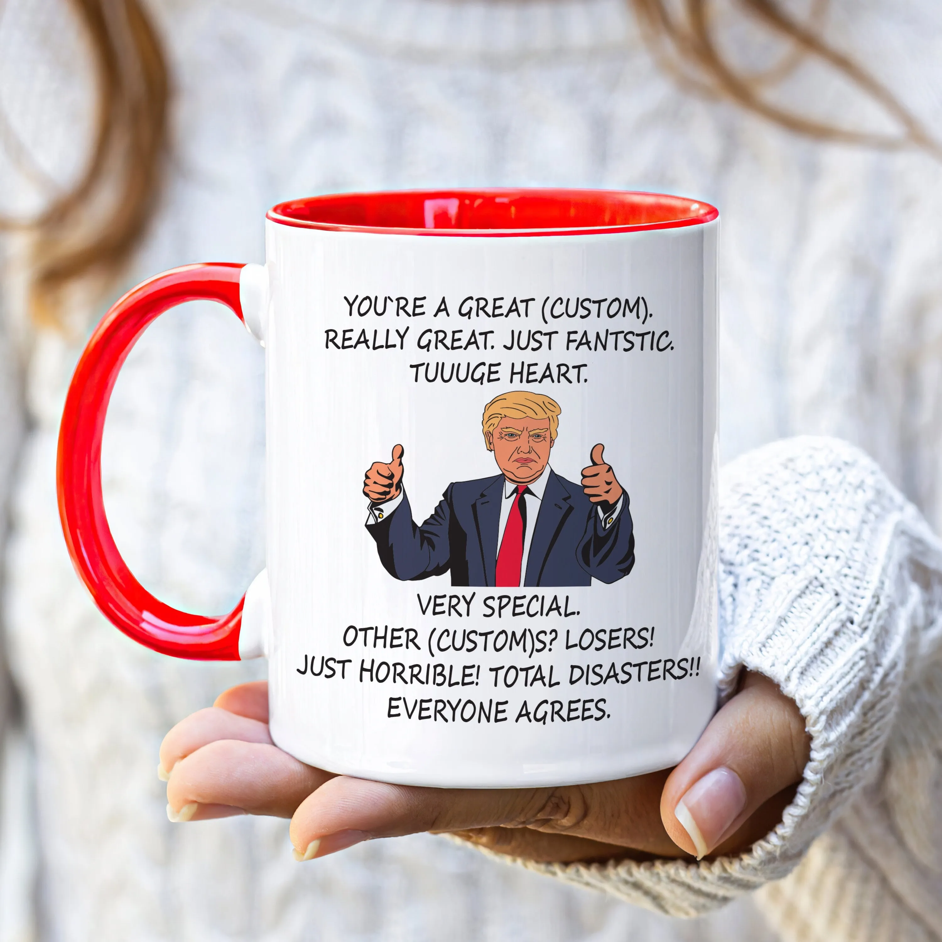 Customizable Funny Trump Coffee Mug - Laugh Every Morning with Funny Presidential Themed Gag Mug, Ideal Gift for Friends, Family & Coworkers