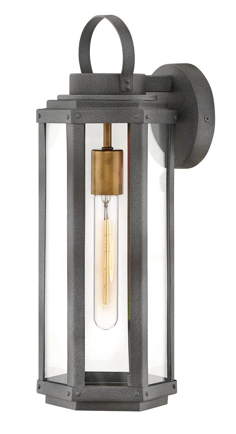 Danbury Medium Wall Mount Lantern in Aged Zinc